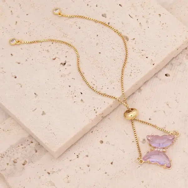 Copper 18K Gold Plated Fashion Gold Plated Inlaid Zircon Butterfly Zircon Bracelets