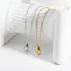 PVD Coated Real Gold Plated 18K Gold Water Droplets 201 Stainless Steel French Style Waterproof Non Tarnish 304 Stainless Steel Pendant Necklace