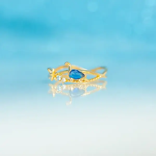 Wholesale Small Dinosaur 18k Gold Colored Zircon Copper Ring Wholesale Nihaojewelry