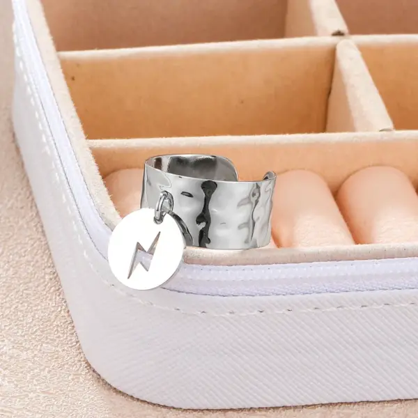 Wholesale 304 Stainless Steel Lightning PVD Coated 14K Gold Plated 18K Gold Plated Simple Style Classic Style Waterproof Non Tarnish Gold Silver Charm Rings