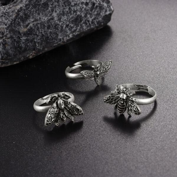 Wholesale Longrui New Hot Sale Gerst Series Alloy Death Moth Skull Ring Jewelry Adjustable Men's and Women's Jewelry