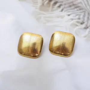Square striped earrings / Cash commodity and quick delivery
