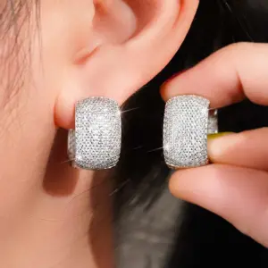 Wholesale 1 Pair Simple Style Shiny Geometric Inlay Copper Zircon Earrings