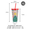 Wholesale Christmas 24oz Large-Capacity Pp Material Water Cup Plastic with Straw, Changes Color When Exposed to Cold, Student Water Cup
