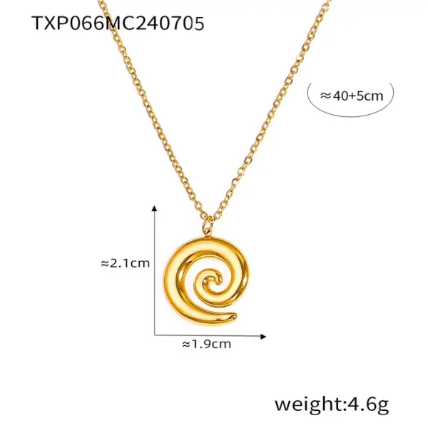 PVD Coated Real Gold Plated 18K Gold Spiral 304 Stainless Steel Simple Style Classic Style Waterproof Non Tarnish Rings Necklace