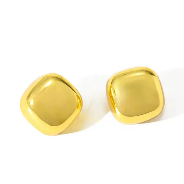 Wholesale Electroplating Golden Plated Irregular Square Heart Shape 304 Stainless Steel Casual Basic Modern Style Polishing Three-dimensional Earrings Ear Studs