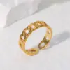 Wholesale PVD Coated Real Gold Plated Chains Print Stainless Steel IG Style Simple Style Waterproof Non Tarnish Open Ring