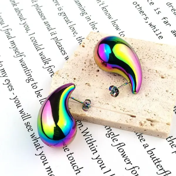 Wholesale 1 Pair Simple Style Water Droplets Plating Stainless Steel Ear Studs
