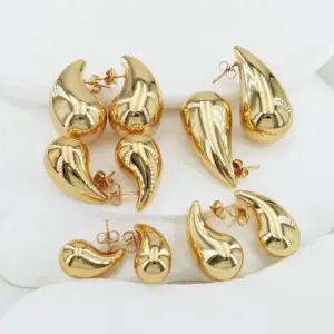 Wholesale Rack Plated Long-Lasting Plated Vacuum Plating 18K Gold Plated 24K Gold Plated Gold Plated Water Droplets 304 Stainless Steel Steel Basic Modern Style Classic Style Ear Studs