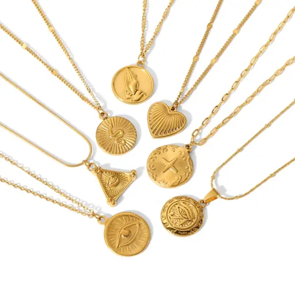 Wholesale PVD Coated Real Gold Plated Round Heart Shape Eye 304 Stainless Steel Retro Waterproof Non Tarnish 304 Stainless Steel