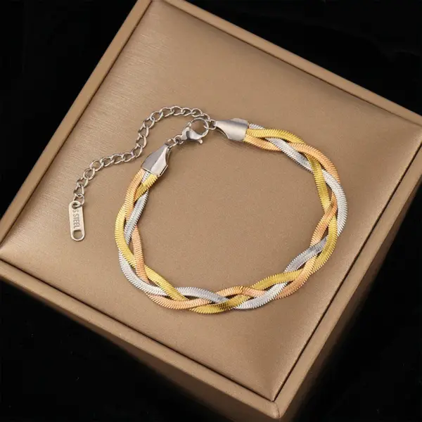 Wholesale Simple Style Solid Color Titanium Steel Plating Gold Plated Bracelets