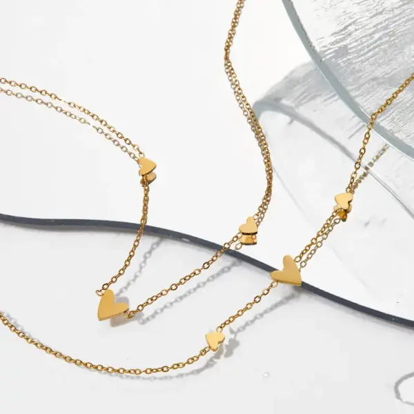 Real Gold Plated 304 Stainless Steel 316 Stainless Steel PVD Coated No Inlaid Heart Shape Waterproof Non Tarnish Modern Style Simple Style Bracelets Anklet Necklace For Women's