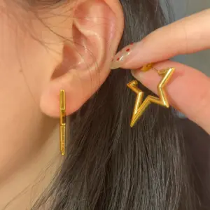 Wholesale 1 Pair Modern Style Simple Style Irregular Star Polishing Plating 304 Stainless Steel Imitation Gold Rack Plated Ear Studs