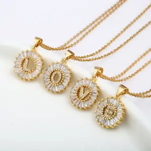 Wholesale Water Plating 18K Gold Plated Real Gold Plated Letter 304 Stainless Steel Copper Fashion Waterproof Non Tarnish 304 Stainless Steel Necklace