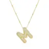 Wholesale Casual Hip-Hop Rock Letter 304 Stainless Steel Copper Inlay 18K Gold Plated Zircon Pendant Necklace