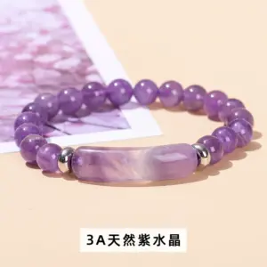3A Natural Amethyst Bridge Bracelet / 8mm Long Tube 10 * 39mm