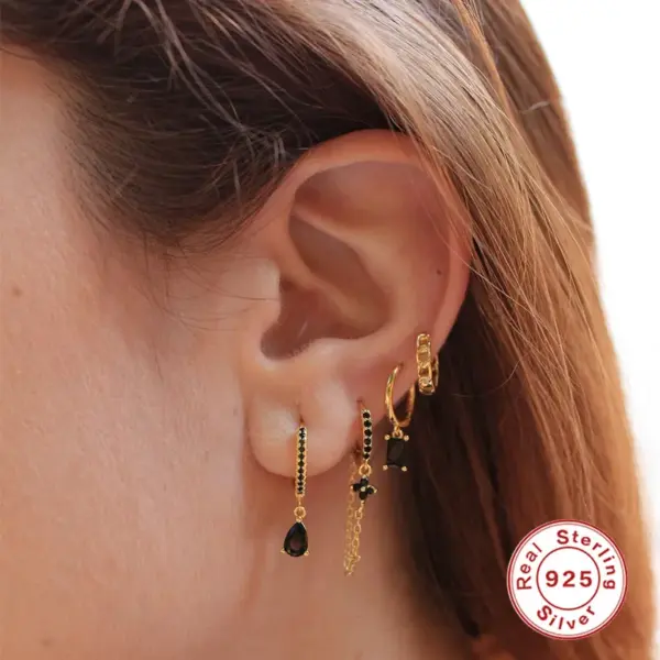 Wholesale 1 Piece Silver Zircon Flower Drop Earrings