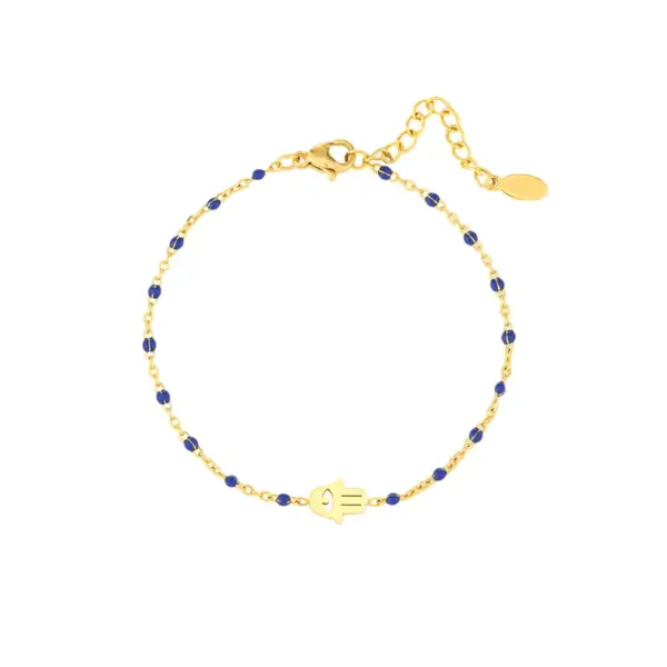 Wholesale Fashion Devil's Eye Palm Stainless Steel Inlay Beads Bracelets