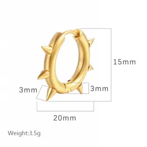 Wholesale PVD Coated Real Gold Plated Round 304 Stainless Steel Hip-Hop Retro Simple Style Waterproof Non Tarnish Hoop Earrings