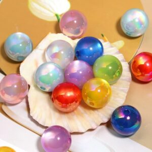 Wholesale 16mmUV color-plated resin cat eyes highlight straight hole round beads diy mobile phone chain beaded pen beads loose beads