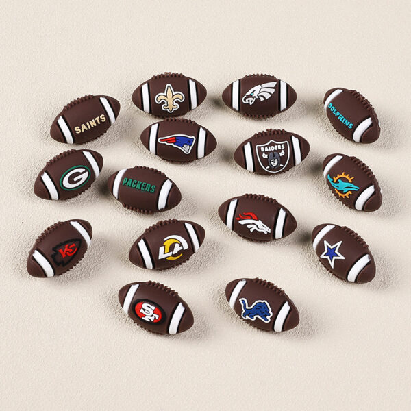 Wholesale Rugby team logo silicone beads