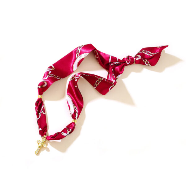 Wholesale Colorful ribbon hanging stainless steel pendant necklace