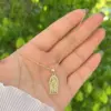 Wholesale Copper 18K Gold Plated Inlay Virgin Mary Zircon Pendant Necklace