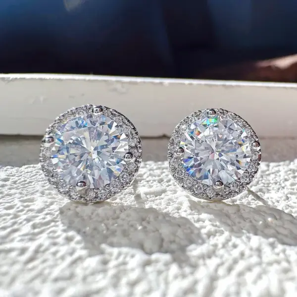 Wholesale 1 Pair Modern Style Geometric Titanium Steel Zircon Ear Studs