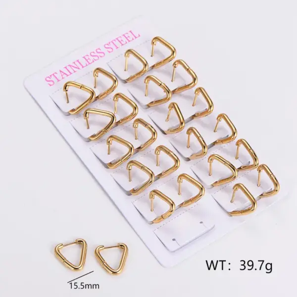 Wholesale 303 Stainless Steel Stainless Steel Solid Color Electroplating Imitation Gold Simple Style Asymmetrical Plating Gold Hoop Earrings
