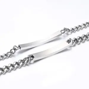 Wholesale Hip Hop Style Rectangle Stitching Chain Titanium Steel Id Bracelet