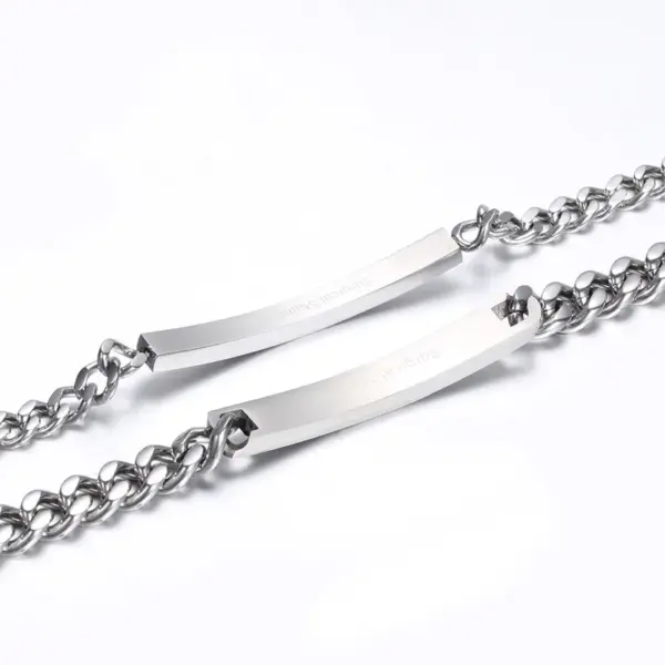 Wholesale Hip Hop Style Rectangle Stitching Chain Titanium Steel Id Bracelet