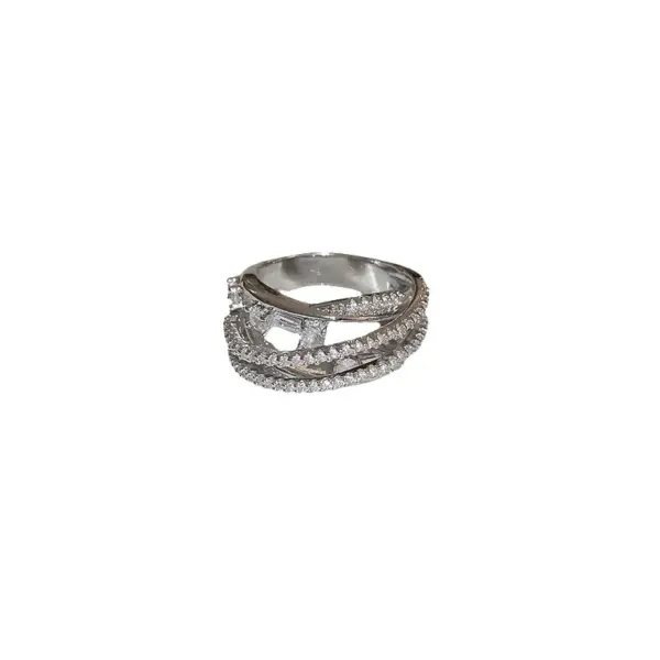 Wholesale Elegant Lady Geometric Copper Inlay Zircon Open Rings