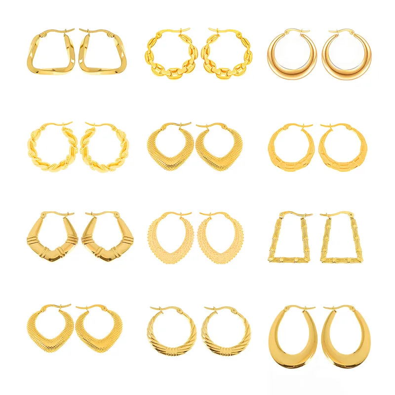 Wholesale 1 Pair Basic Simple Style Classic Style U Shape Geometric Round Plating Titanium Steel Earrings