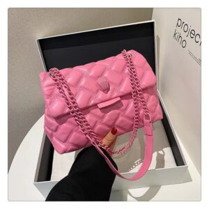 Wholesale Cross-Border New Style Small Fragrant Chain Bag Solid Color Rhombus Embroidery Line Eagle Head Women's Bag Large Capacity Single Shoulder Crossbody Bag Commuting