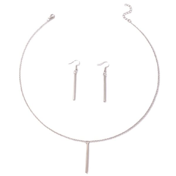 Wholesale Pendant Set Silver Geometric Earrings Necklace Set