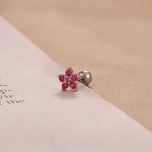 E1078-Silver-Rose Red-1Pc