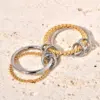 304 Stainless Steel Titanium Steel Twist PVD Coated Real Gold Plated 18K Gold Artistic Waterproof Non Tarnish Gold Silver Rings