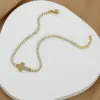 Wholesale Titanium Steel Gold Plated Elegant Simple Style Plating Cross Artificial Diamond Bracelets