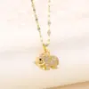 Water Plating Vacuum Real Gold Plated 18K Elephant 304 Stainless Steel Casual Waterproof Non Tarnish 201 Pendant Necklace