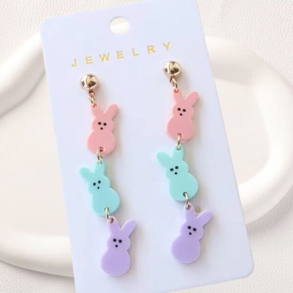 Wholesale European and American Cross-border Easter Bunny Earrings Cute Bunny Earrings Easter Party Ear Jewelry