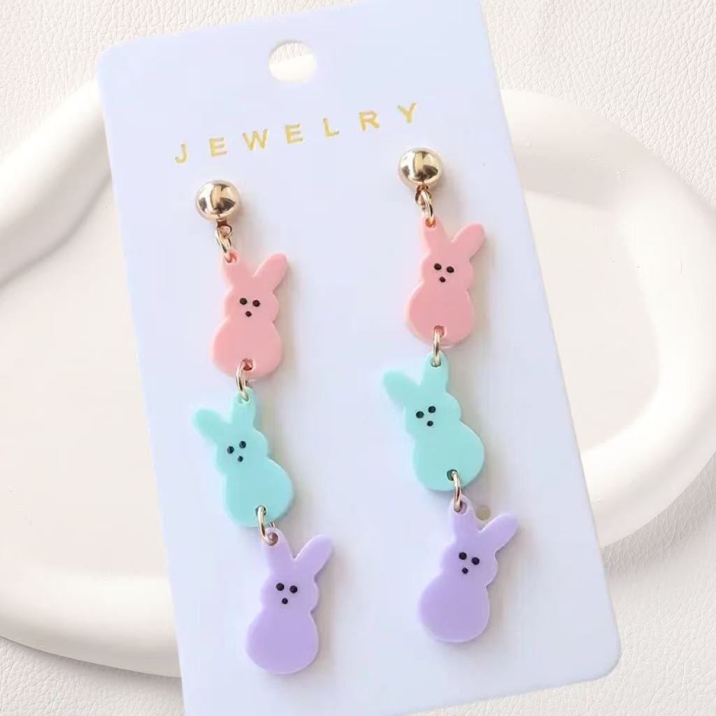 Wholesale European and American Cross-border Easter Bunny Earrings Cute Bunny Earrings Easter Party Ear Jewelry