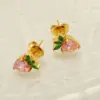 Wholesale PVD Coated 18K Gold Plated Fruit Pineapple Watermelon 304 Stainless Steel Elegant Glam Waterproof Non Tarnish Ear Studs