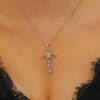 Wholesale Halloween Dark Cross Rhinestone Skull Collarbone Necklace
