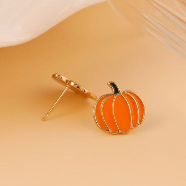 Wholesale Cross-border Hot New Orange Pumpkin Halloween Ear Needle Simple Niche Halloween Oil Drop Earrings Earrings Fun