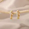 Wholesale Copper Cross Solid Color Lightning Electroplating 18K Real Gold Plated Cute Modern Style Sweet Diamond Earrings