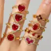 Wholesale Copper Plating Heart Shape Zircon Open Rings