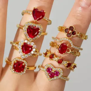 Wholesale Copper Plating Heart Shape Zircon Open Rings