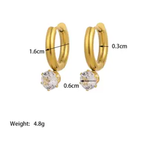 【XKE0173】White Diamond Six-Prong Earrings / Gold