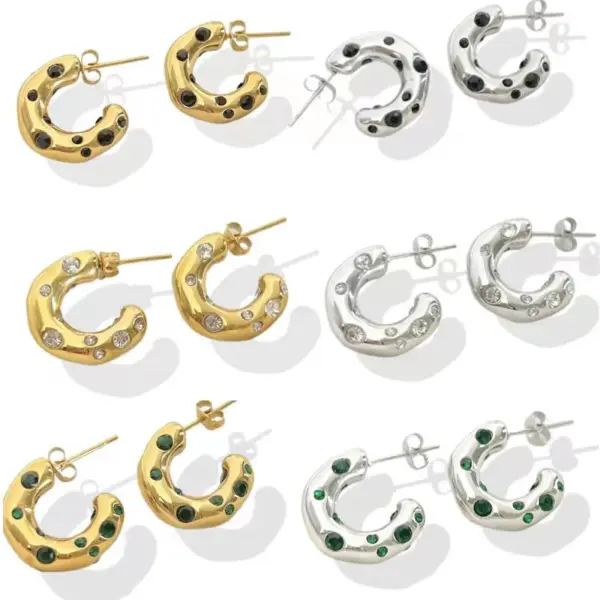 Wholesale PVD Coated Real Gold Plated 16K Gold White Gold Plated Gold Plating Letter 304 Stainless Steel Luxurious Waterproof Non Tarnish Ear Studs