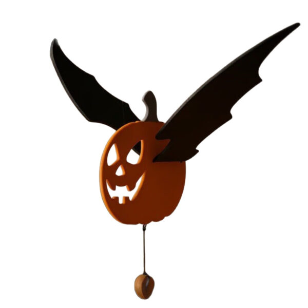Wholesale Hand-carved flying bat pumpkin-wood hanging